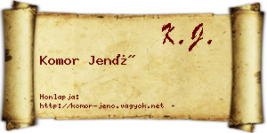 Komor Jenő névjegykártya