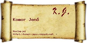Komor Jenő névjegykártya